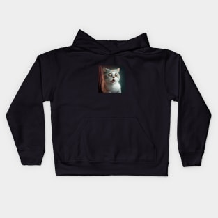 Illustration of surprised cat with bulging eyes Kids Hoodie